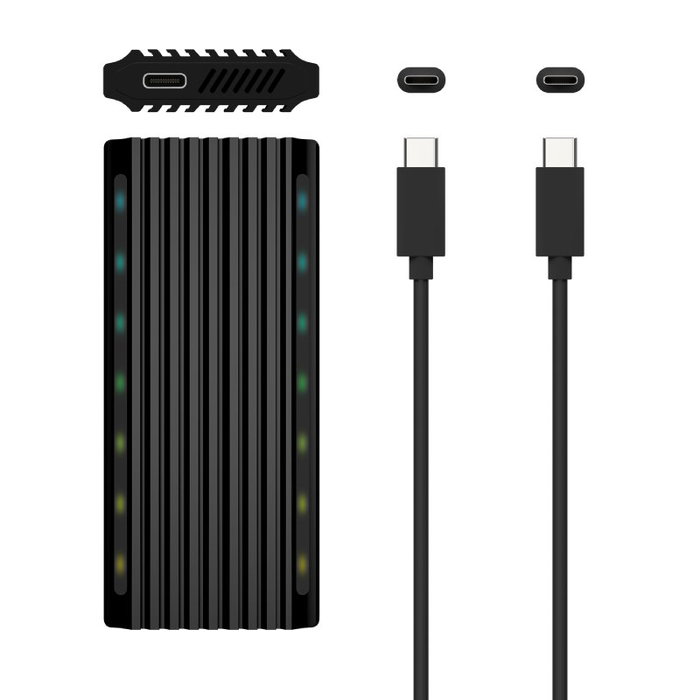 Aisens Caja Externa M.2 RGB Gaming ASM2-RGB012B SATA/NVMe USB 3.2, Negra